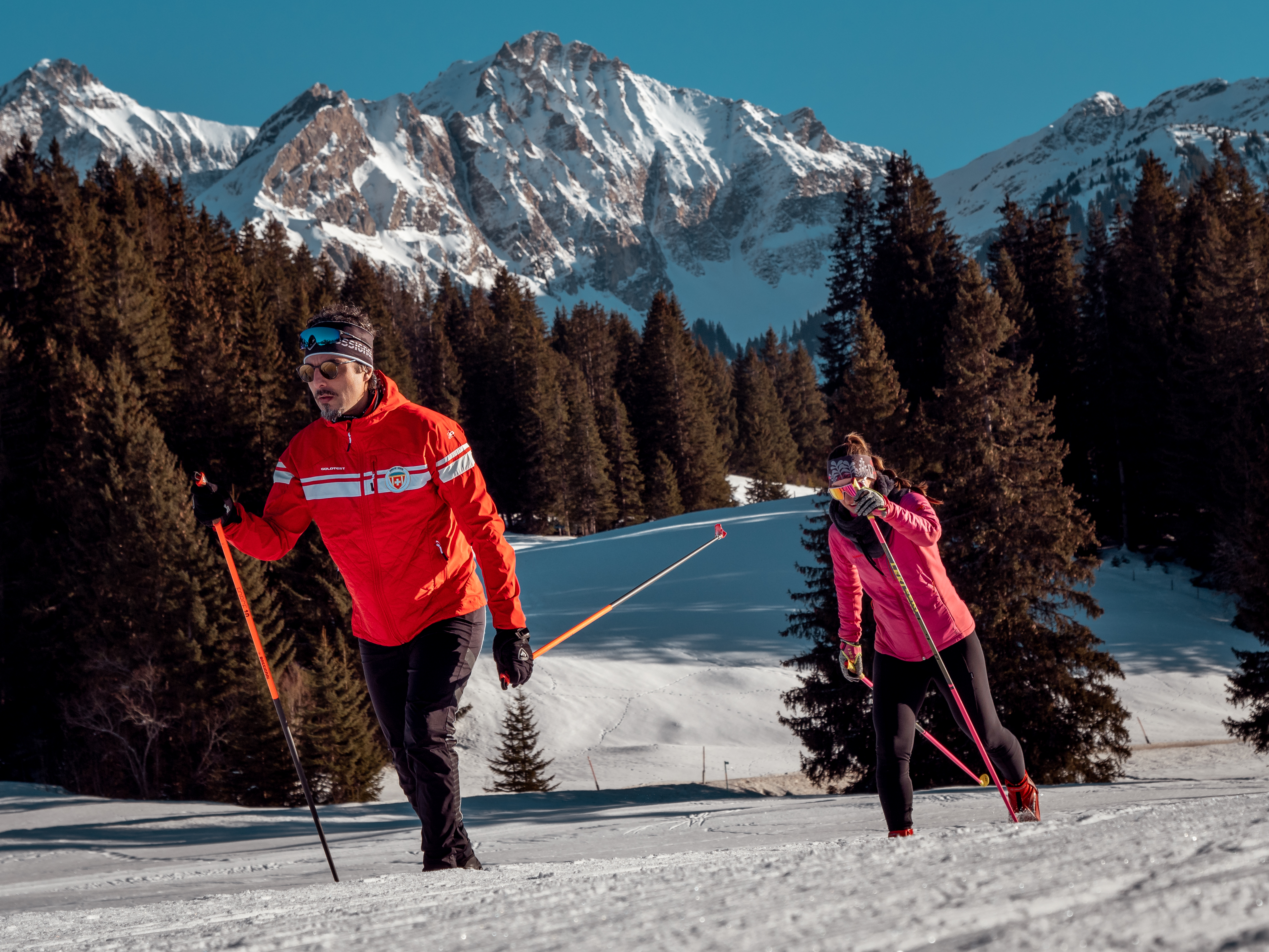 Cross-country skiing in Gstaad and Rougemont